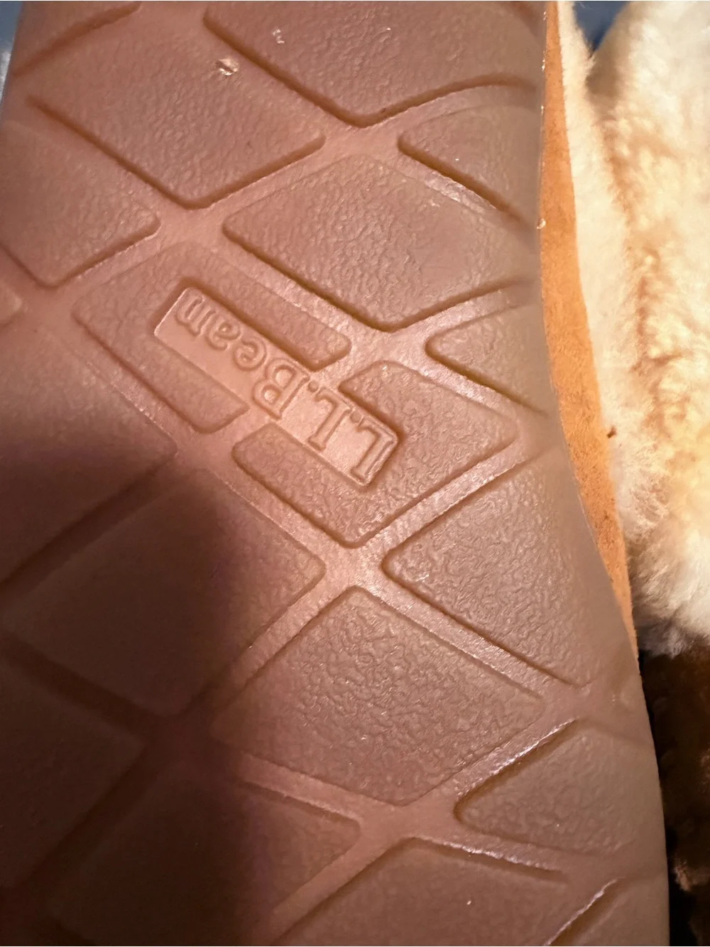 L.L. Bean Chestnut Sheep Wool Suede Shearling-Lined Moccasin Slippers